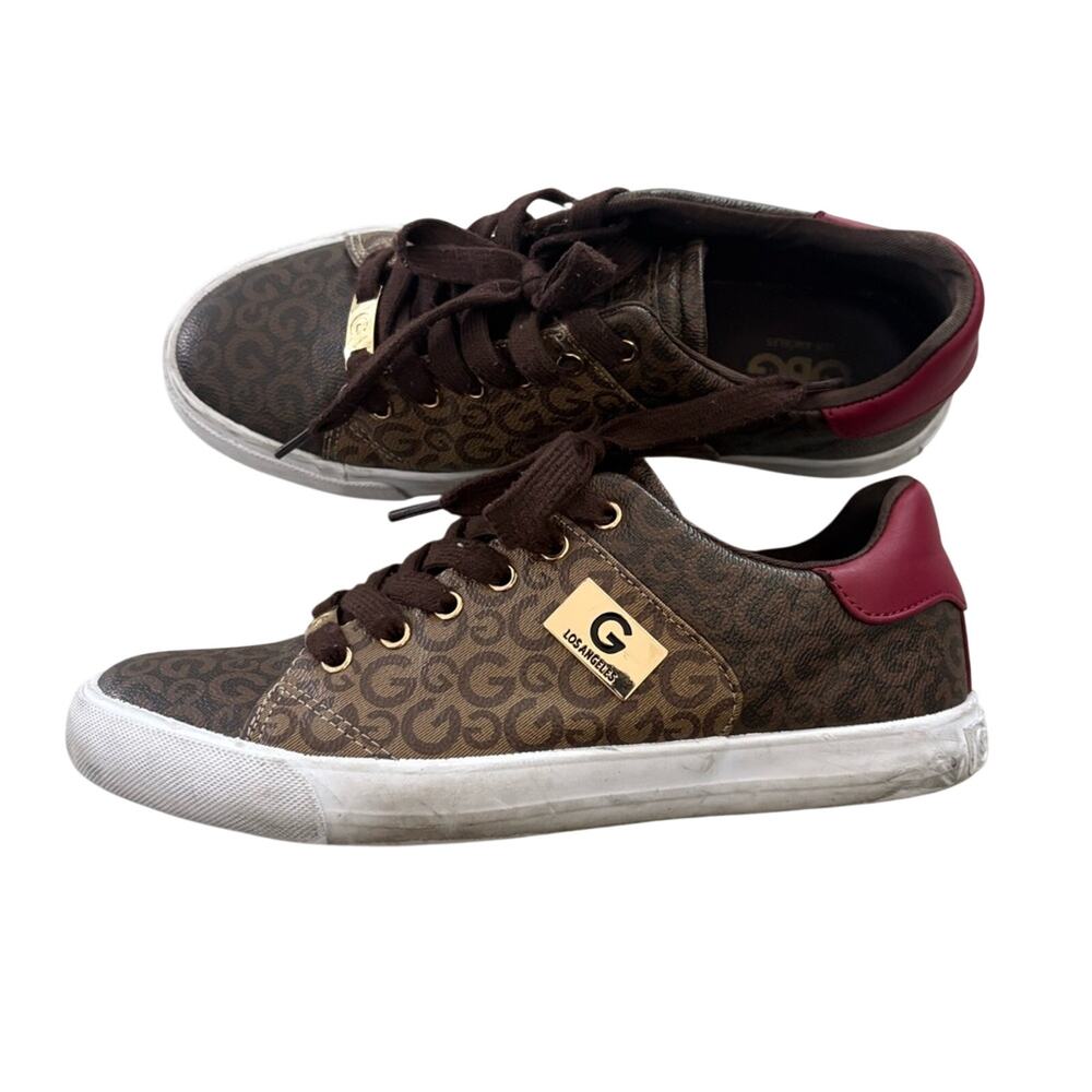 G by Guess Los Angeles brown monogram low-top sneakers size 9